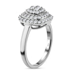 Lustro Stella - Platinum Overlay Sterling Silver Cluster Ring Made with Finest CZ 1.30 Ct
