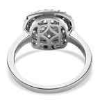 Lustro Stella - Platinum Overlay Sterling Silver Cluster Ring Made with Finest CZ 1.30 Ct