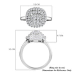 Lustro Stella - Platinum Overlay Sterling Silver Cluster Ring Made with Finest CZ 1.30 Ct