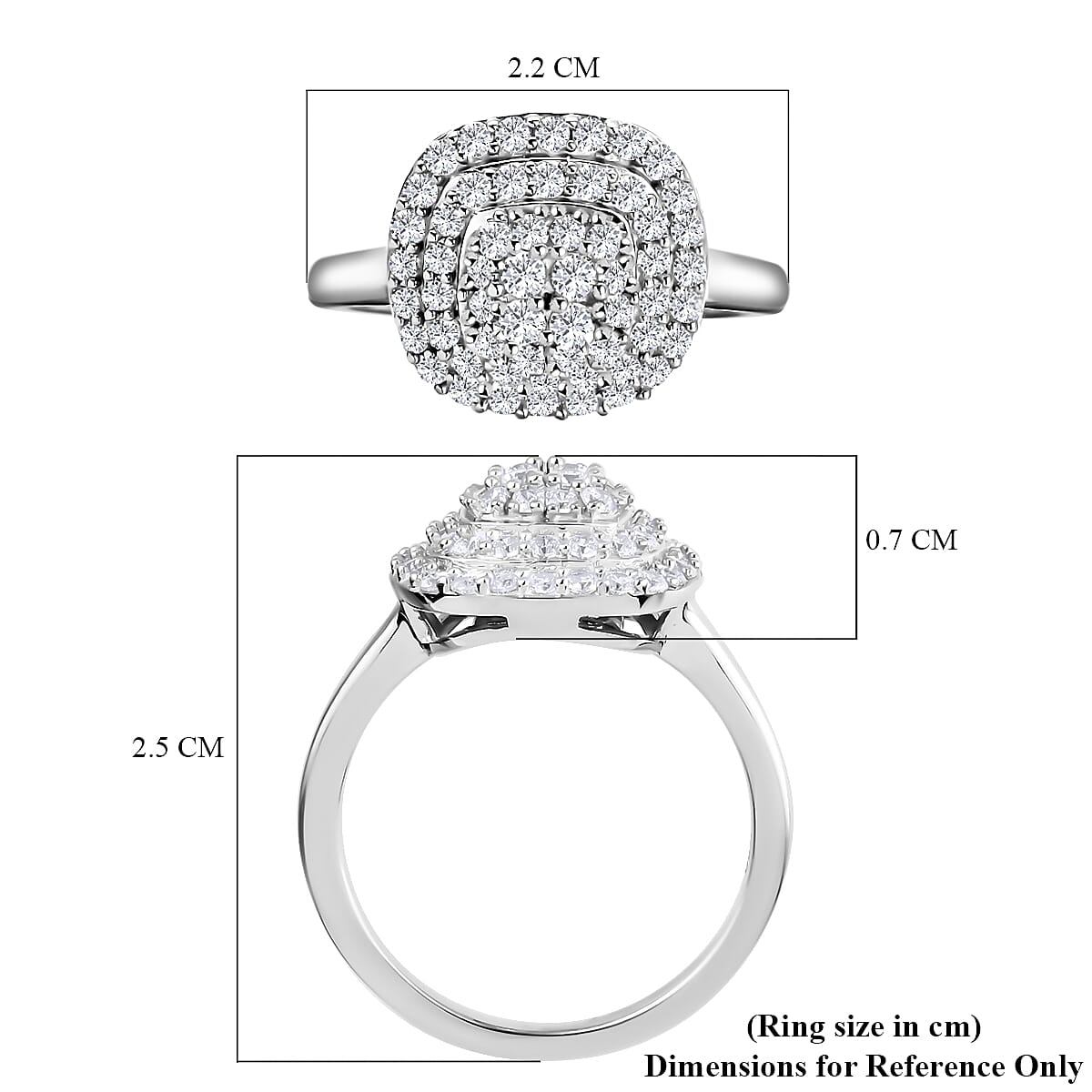 Lustro Stella Finest CZ 1.30 Ct. Ring in Platinum Plated Sterling Silver 6908756 6