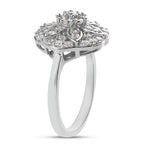 Lustro Stella Platinum Overlay Sterling Silver Floral Ring Made with Finest CZ 1.38 Ct.