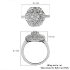 Lustro Stella Platinum Overlay Sterling Silver Floral Ring Made with Finest CZ 1.38 Ct.