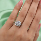 Lustro Stella Platinum Overlay Sterling Silver Ring Made with Finest CZ 2.93 Ct.