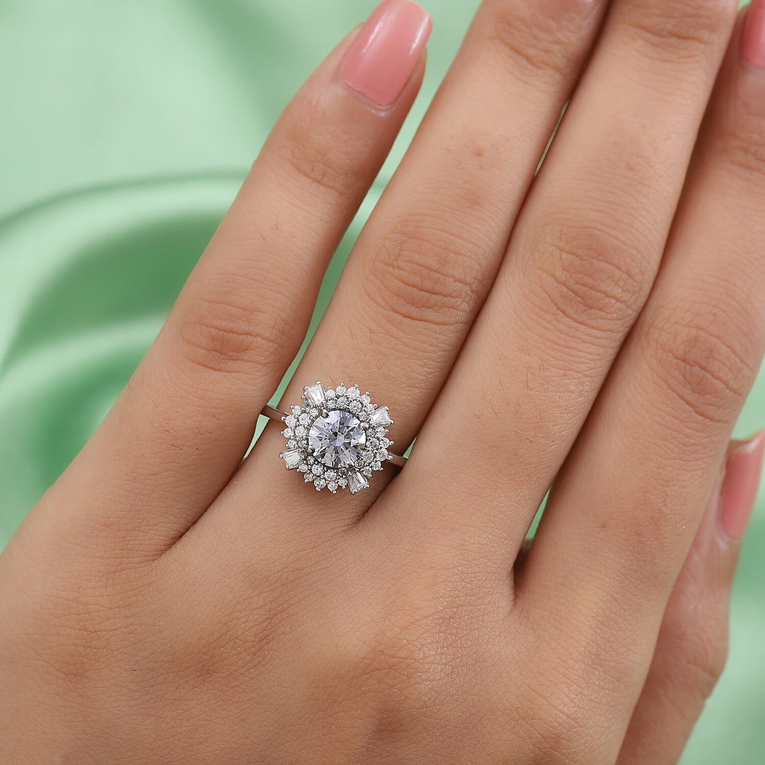 Lustro Stella Finest CZ 2.93 Ct. Ring in Platinum Plated Sterling Silver 3872054 3