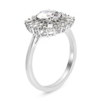 Lustro Stella Platinum Overlay Sterling Silver Ring Made with Finest CZ 2.93 Ct.