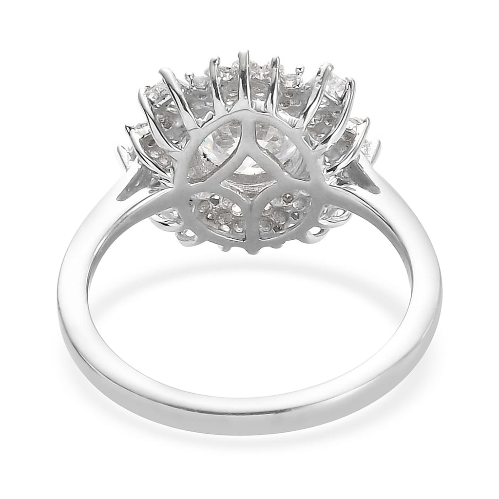 Lustro Stella Platinum Overlay Sterling Silver Ring Made with Finest CZ 2.93 Ct.