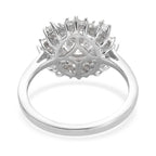 Lustro Stella Platinum Overlay Sterling Silver Ring Made with Finest CZ 2.93 Ct.