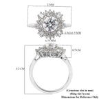 Lustro Stella Platinum Overlay Sterling Silver Ring Made with Finest CZ 2.93 Ct.