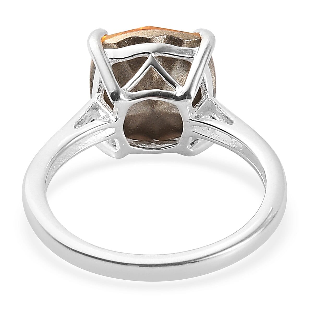 Lustro Stella Finest CZ 4.140 Ct. Light Topaz Shimmer Crystal Solitaire Ring in Platinum Plated Sterling Silver 3849072 5