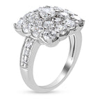 Lustro Stella Platinum Overlay Sterling Silver Cluster Ring Made with Finest CZ 4.82 Ct.