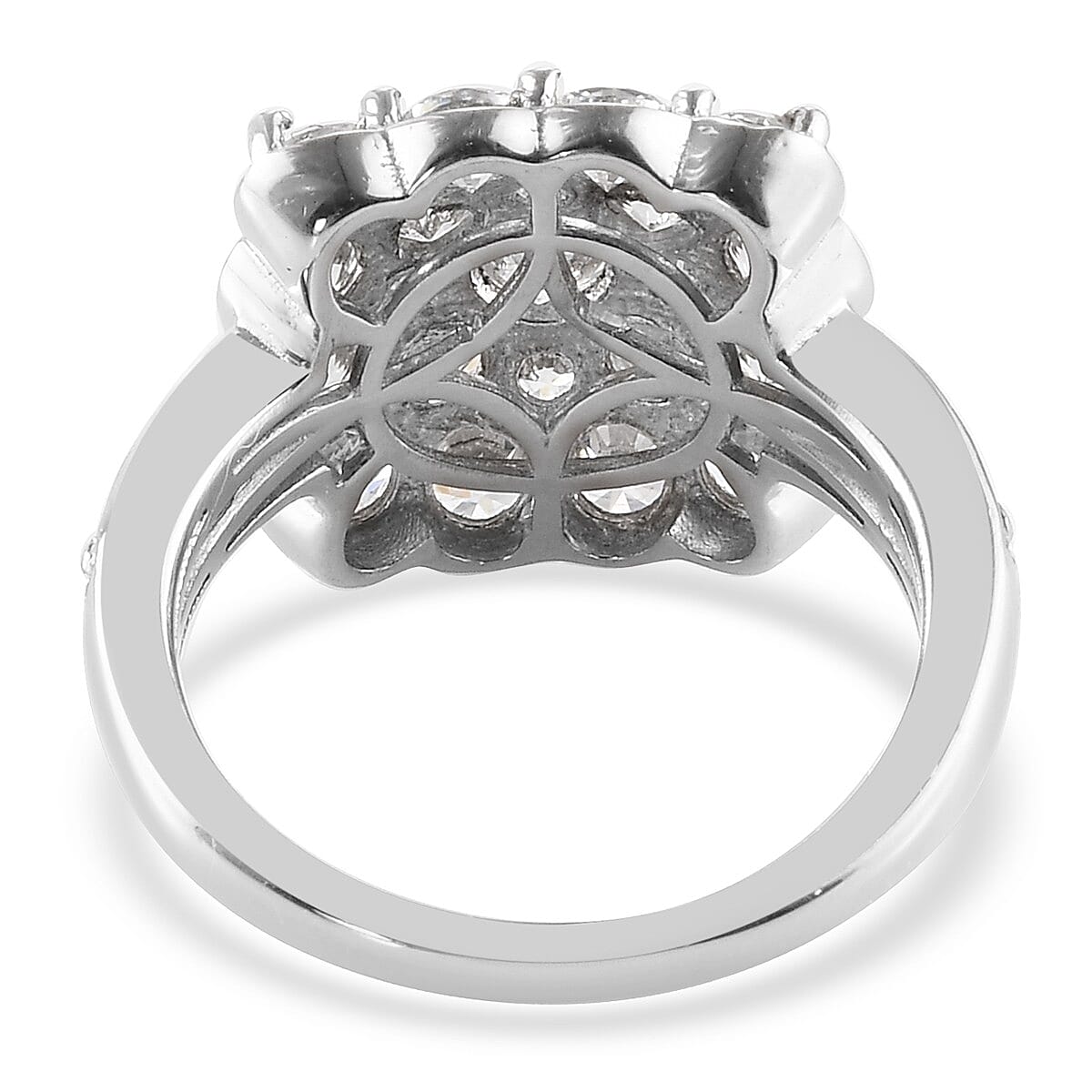 Lustro Stella Finest CZ 4.82 Ct. Cluster Ring in Platinum Plated Sterling Silver 3800306 5