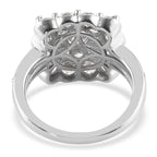 Lustro Stella Platinum Overlay Sterling Silver Cluster Ring Made with Finest CZ 4.82 Ct.