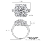 Lustro Stella Platinum Overlay Sterling Silver Cluster Ring Made with Finest CZ 4.82 Ct.