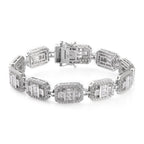 Lustro Stella Platinum Overlay Sterling Silver Bracelet (Size 7) Made with Finest CZ 15.37 Ct, Silver Wt 21.76 Gms