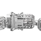 Lustro Stella Platinum Overlay Sterling Silver Bracelet (Size 7) Made with Finest CZ 15.37 Ct, Silver Wt 21.76 Gms