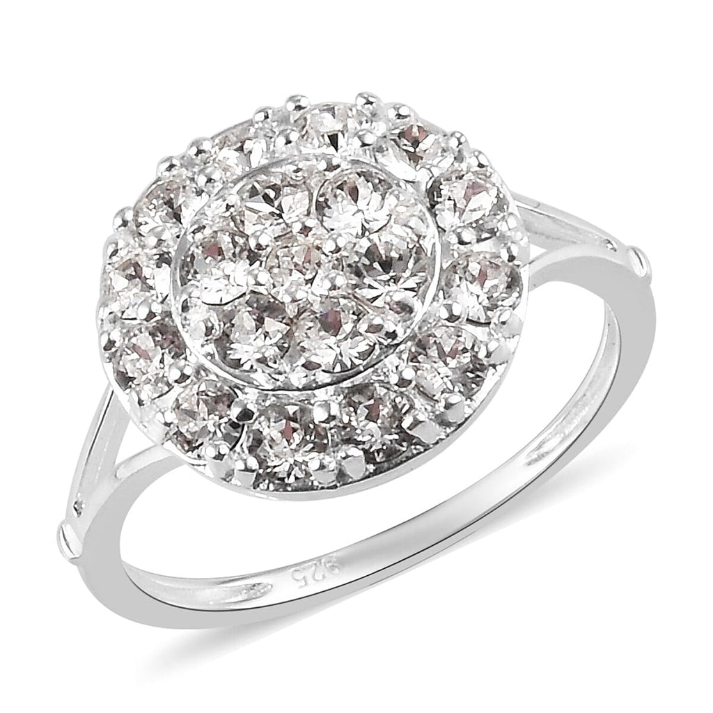 Lustro Stella White Crystal Cluster Ring in Sterling Silver