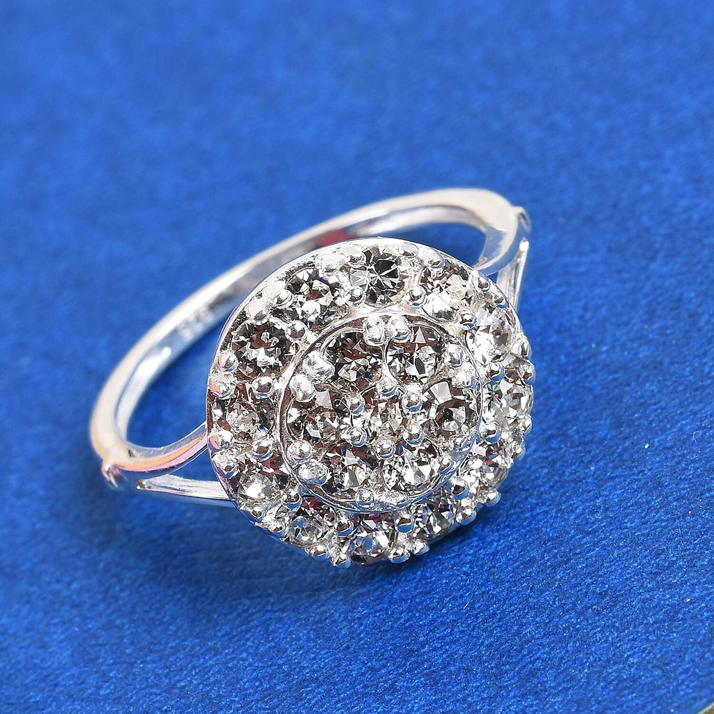 Lustro Stella White Crystal Cluster Ring in Sterling Silver