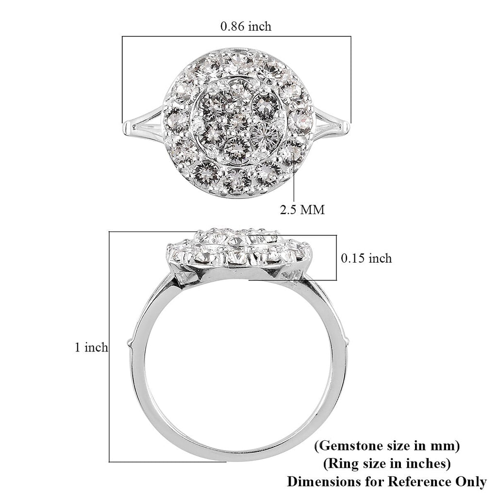 Lustro Stella White Crystal Cluster Ring in Sterling Silver