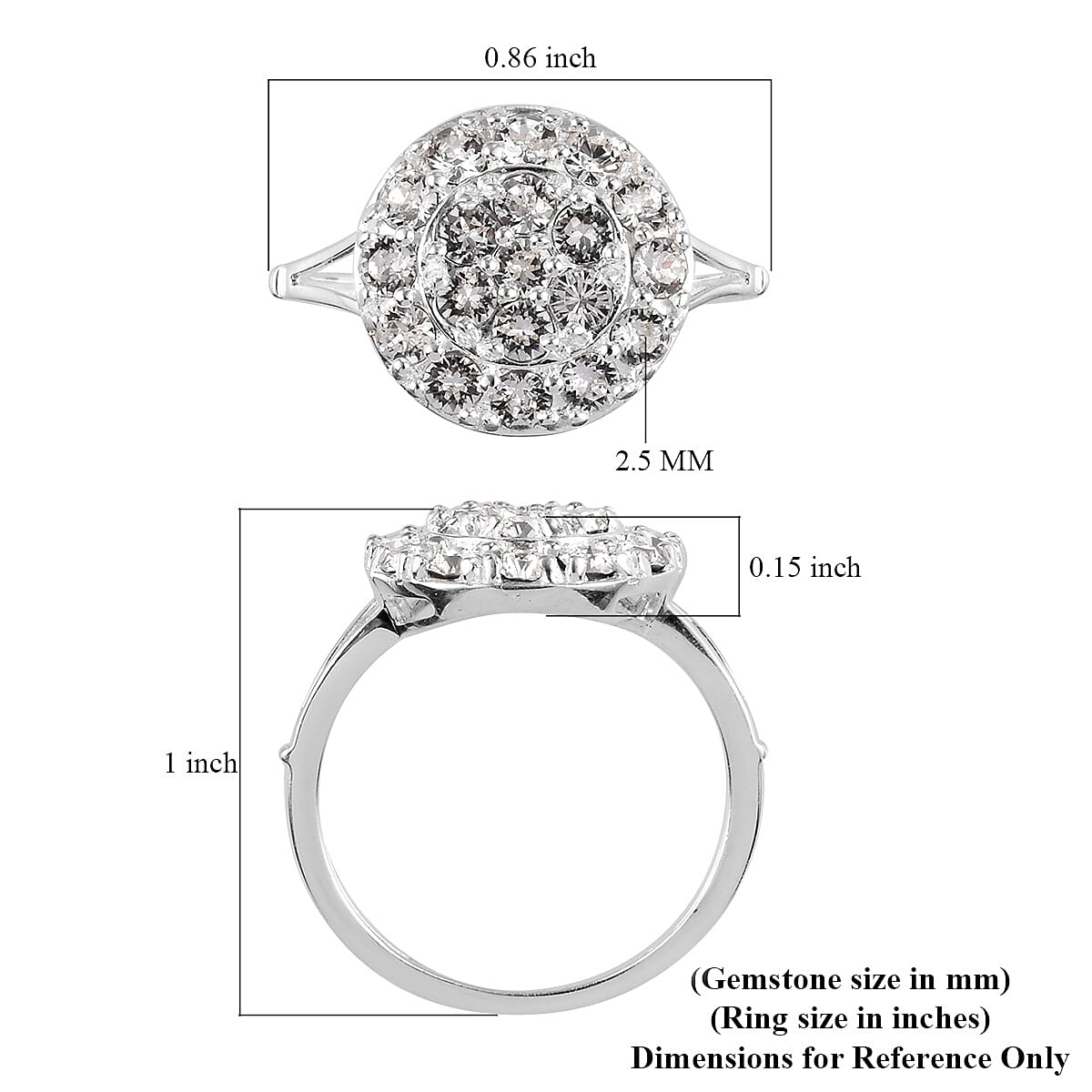 Lustro Stella Finest CZ Cluster Ring in Platinum Plated Sterling Silver 3698794 6