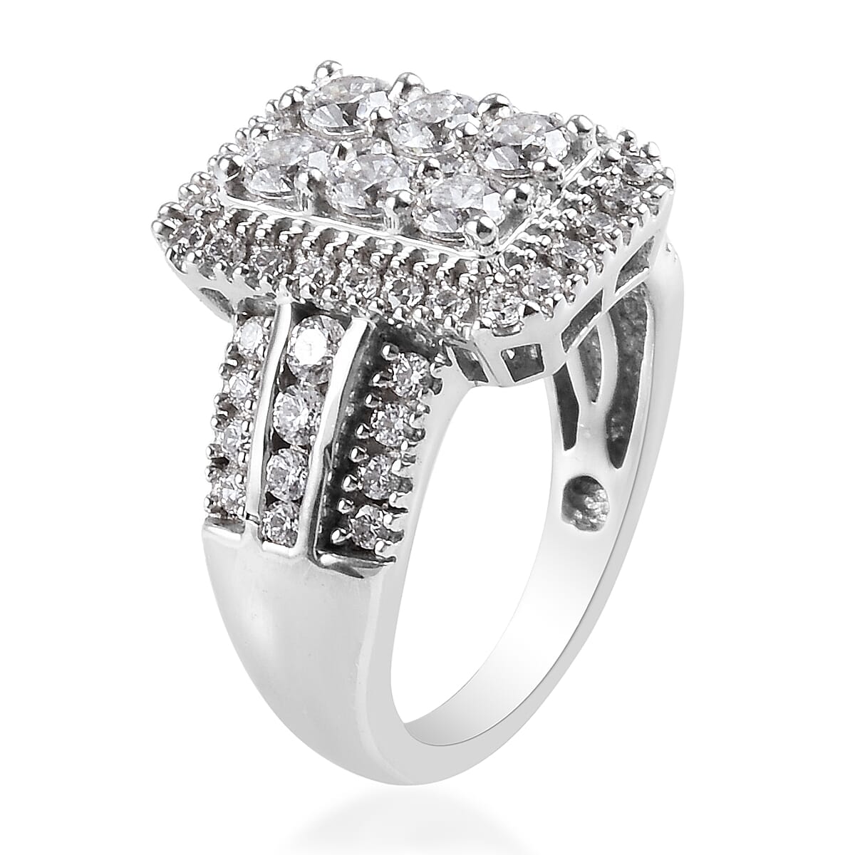 Lustro Stella Finest CZ Cluster Ring in Platinum Plated Sterling Silver 3833442 4