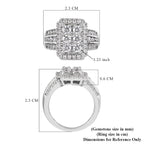 Lustro Stella Platinum Overlay Sterling Silver Cluster Ring Made with Finest CZ 3.41 Ct, Silver Wt. 5.92 Gms