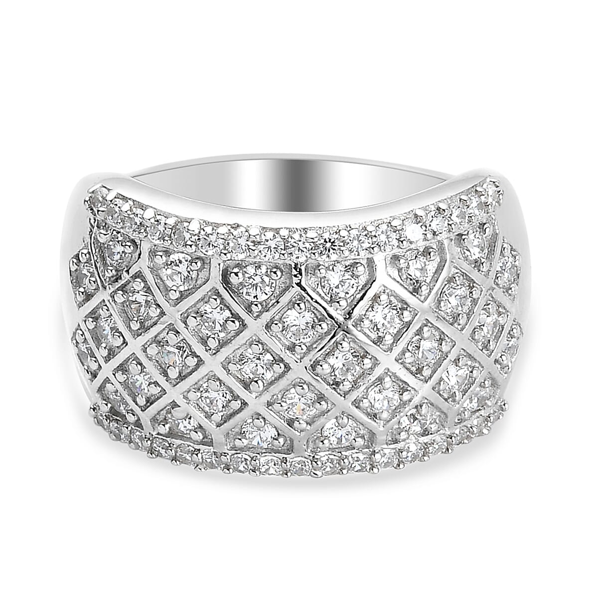 Lustro Stella Finest CZ Dome Ring in Platinum Plated Sterling Silver 6908874 0
