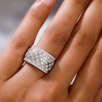 Lustro Stella Platinum Overlay Sterling Silver Cluster Ring Made with Finest CZ 2.28 Ct.