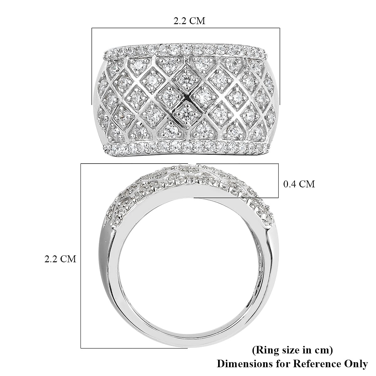 Lustro Stella Finest CZ Dome Ring in Platinum Plated Sterling Silver 6908874 6