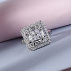 Lustro Stella Platinum Overlay Sterling Silver Cluster Ring Made with Finest CZ 5.13 Ct.