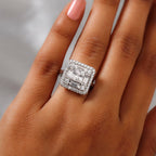 Lustro Stella Platinum Overlay Sterling Silver Cluster Ring Made with Finest CZ 5.13 Ct.