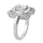 Lustro Stella Platinum Overlay Sterling Silver Cluster Ring Made with Finest CZ 5.13 Ct.