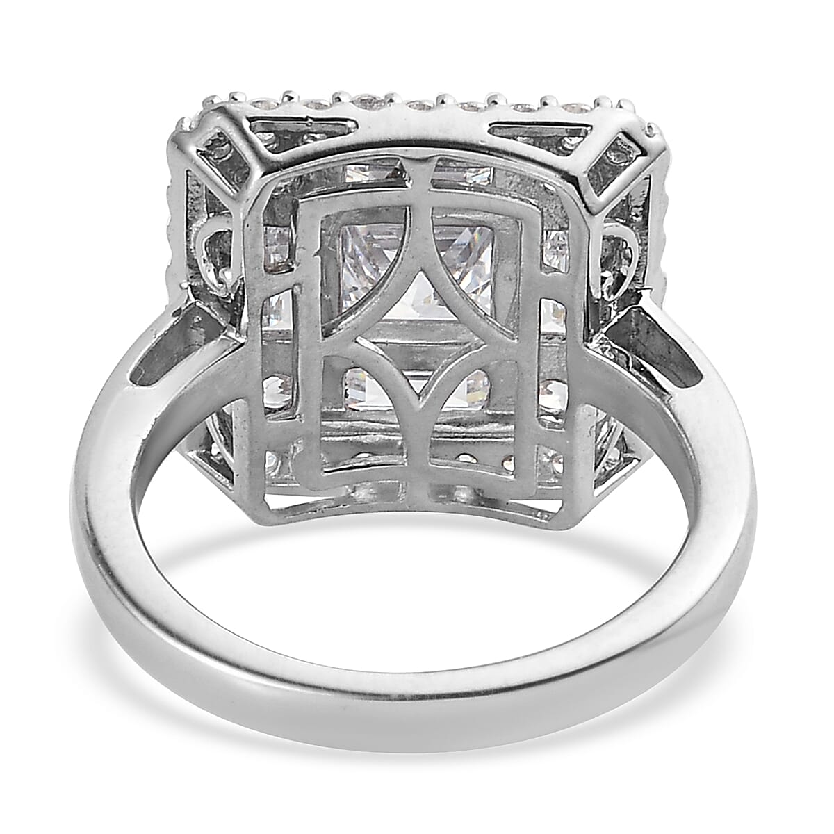 Lustro Stella Finest CZ Double Halo Ring in Platinum Plated Sterling Silver 3831645 5