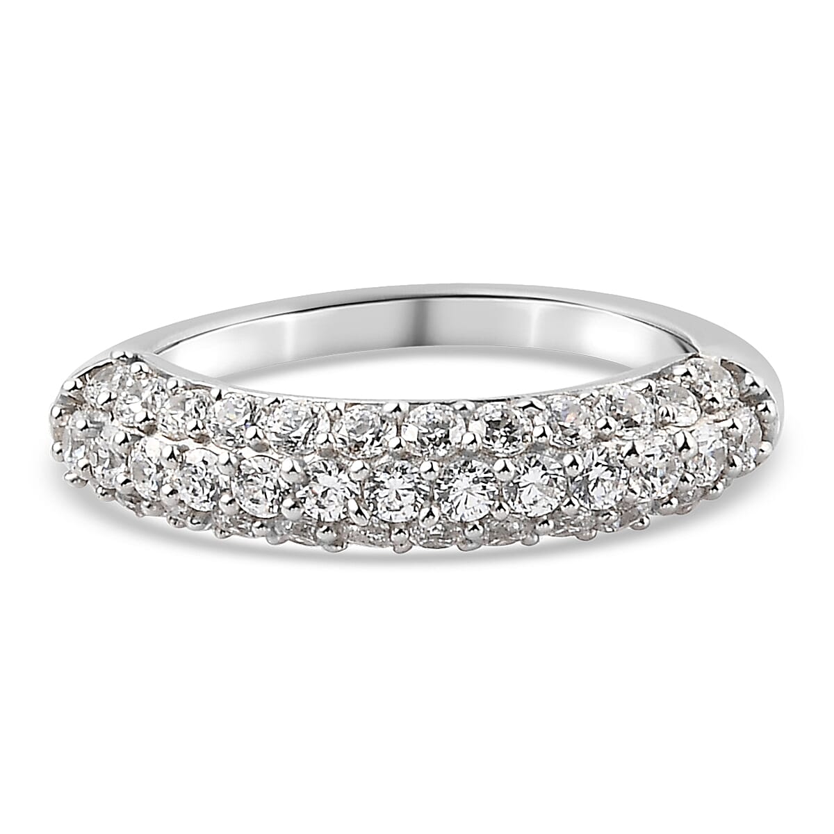 Lustro Stella Finest CZ Half Eternity Ring in Platinum Plated Sterling Silver 7605861 0