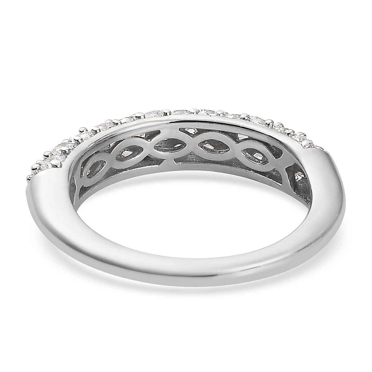 Lustro Stella Finest CZ Half Eternity Ring in Platinum Plated Sterling Silver 7605861 5