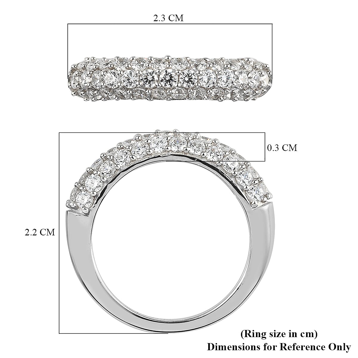 Lustro Stella Finest CZ Half Eternity Ring in Platinum Plated Sterling Silver 7605861 6