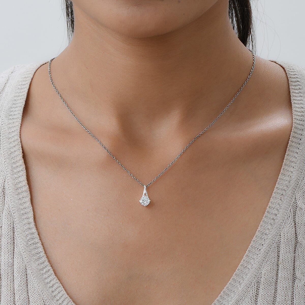 Lustro Stella Finest CZ Pendant  in Sterling Silver Solitaire 3831002 1