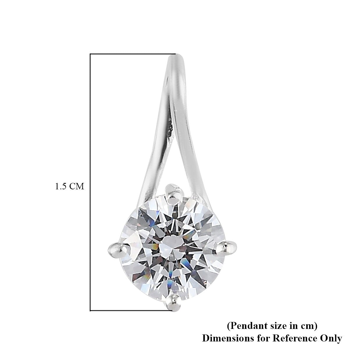 Lustro Stella Finest CZ Pendant  in Sterling Silver Solitaire 3831002 3