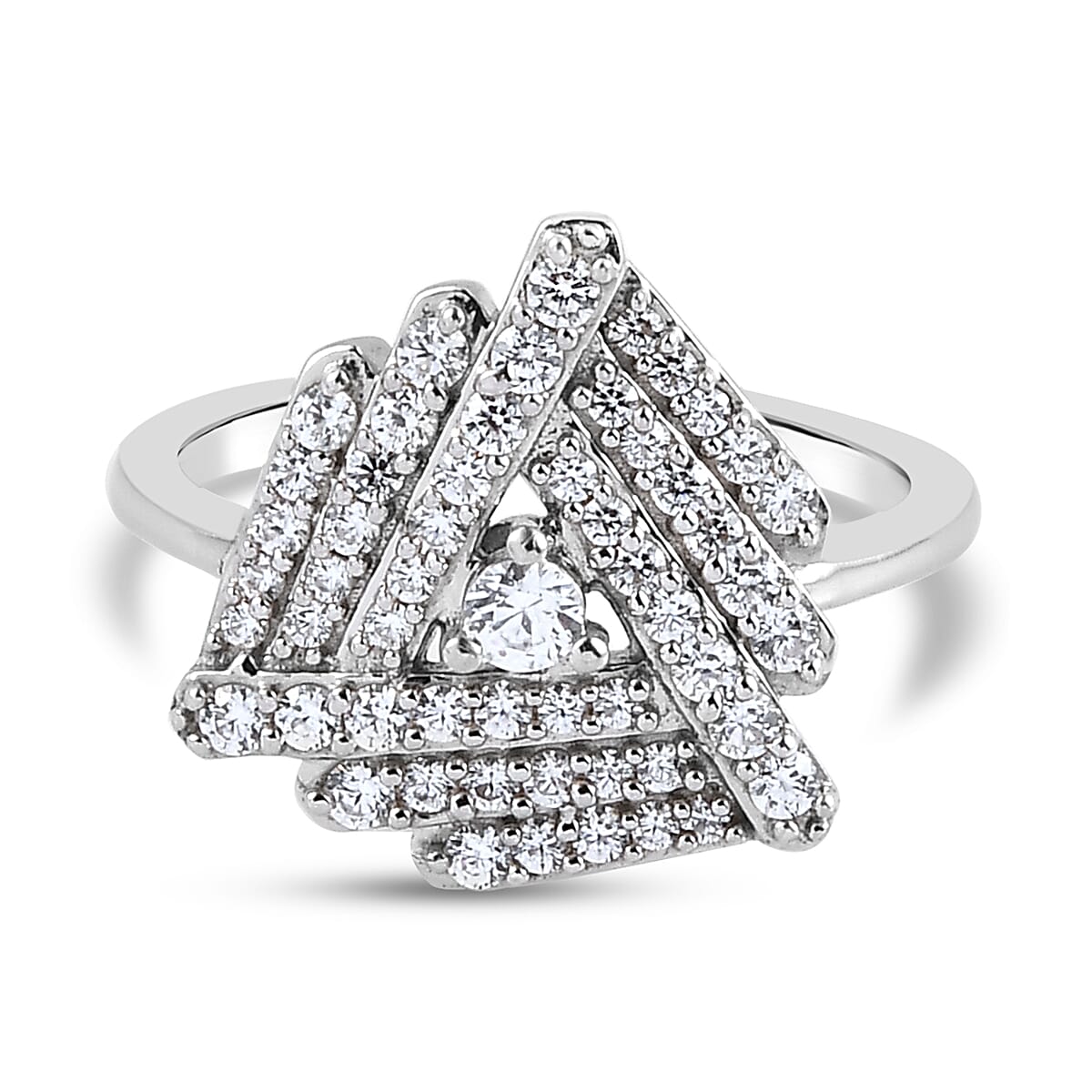 Lustro Stella Finest CZ Ring in Platinum Plated Sterling Silver 7369963 0