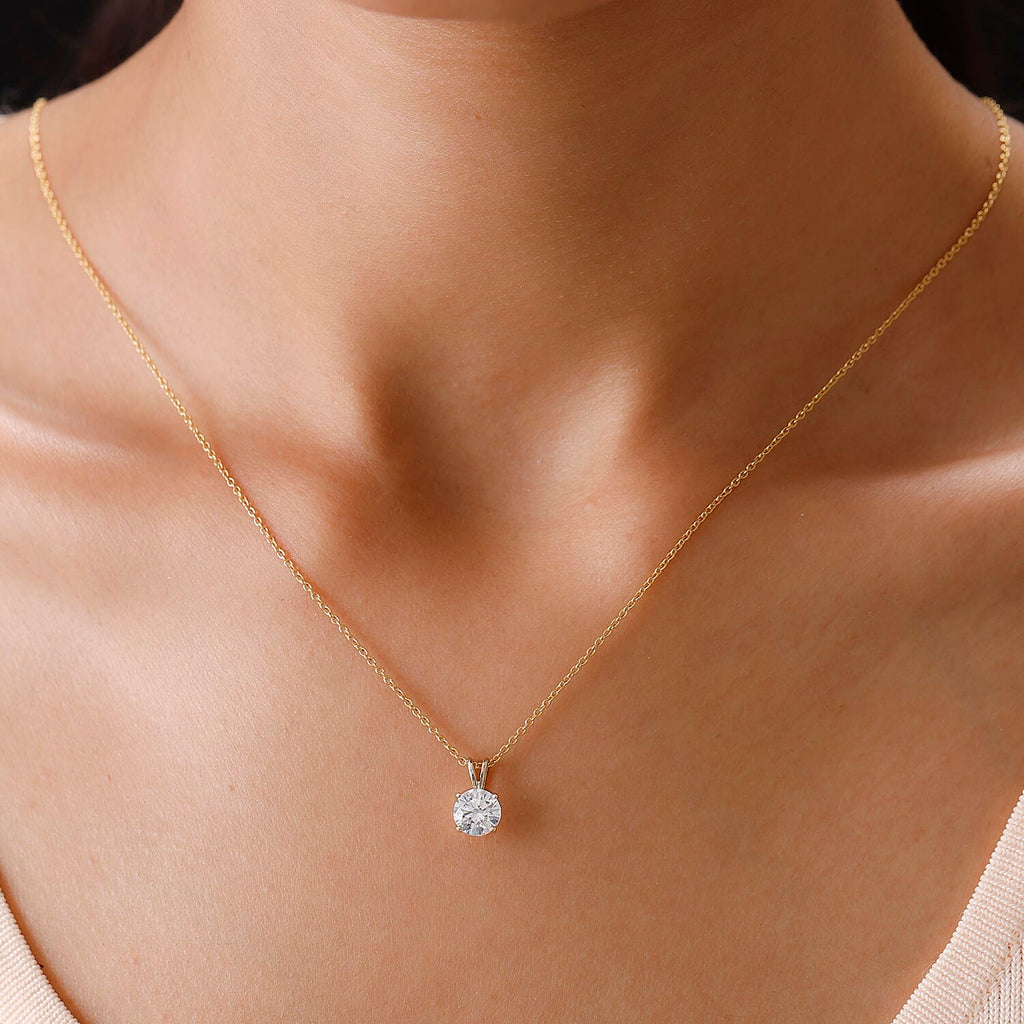 Lustro Stella 9K Yellow Gold Pendant Made with Finest CZ 2.04 Ct.