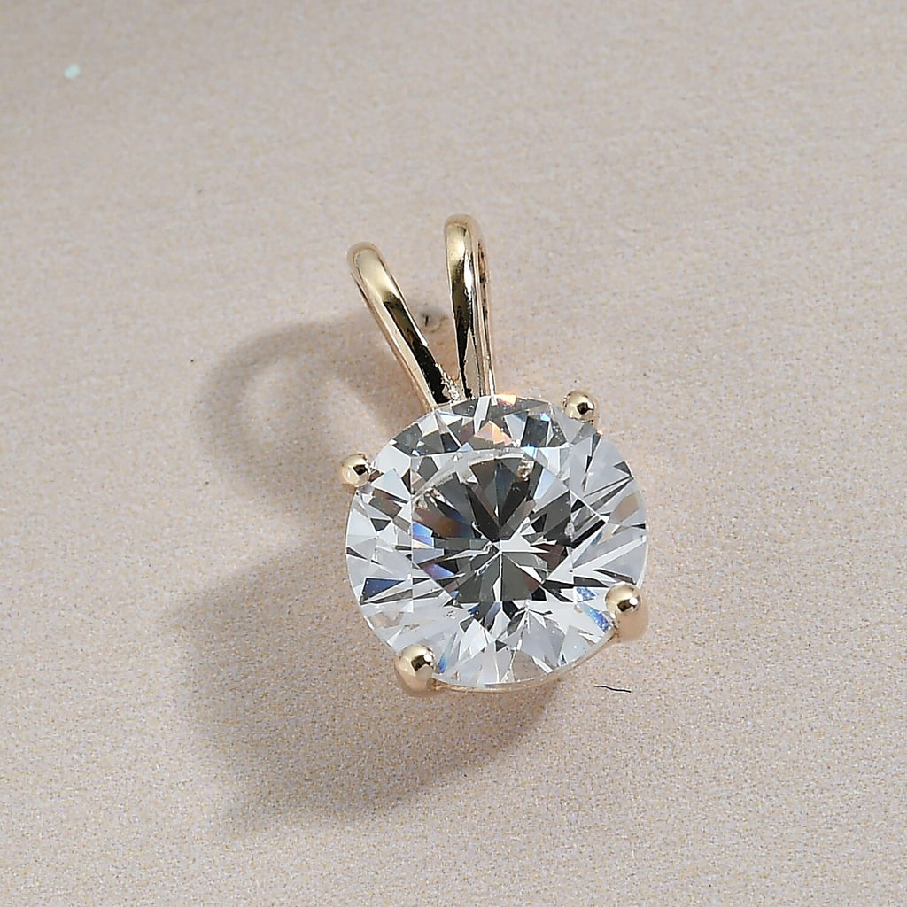 Lustro Stella 9K Yellow Gold Pendant Made with Finest CZ 2.04 Ct.