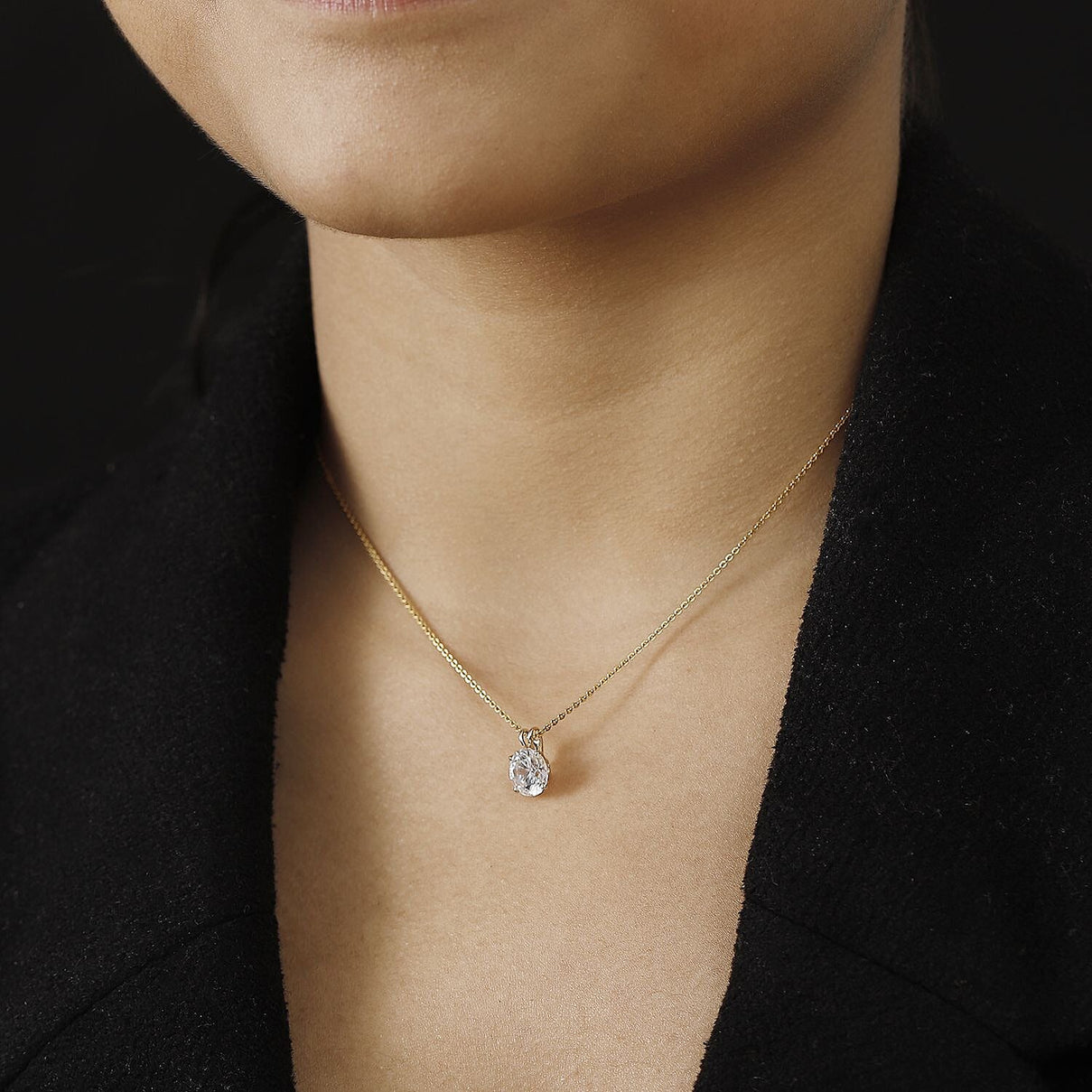 Lustro Stella Finest CZ Solitaire Pendant in Yellow Gold 3749478 2