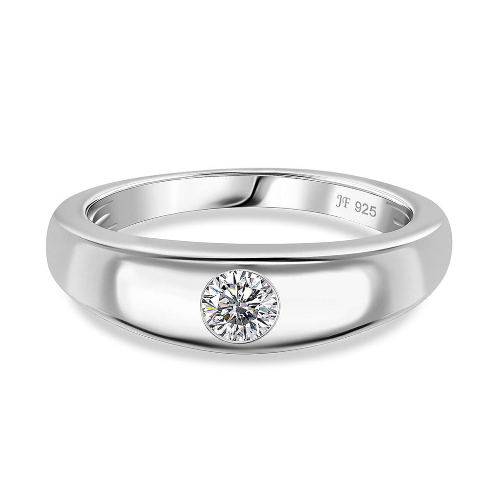 Lustro Stella Platinum Overlay Sterling Silver Band Ring Made with Finest CZ 0.50 Ct.