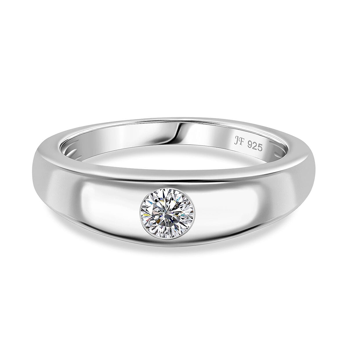 Lustro Stella Finest CZ Solitaire Ring in Platinum Plated Sterling Silver 3829097 0