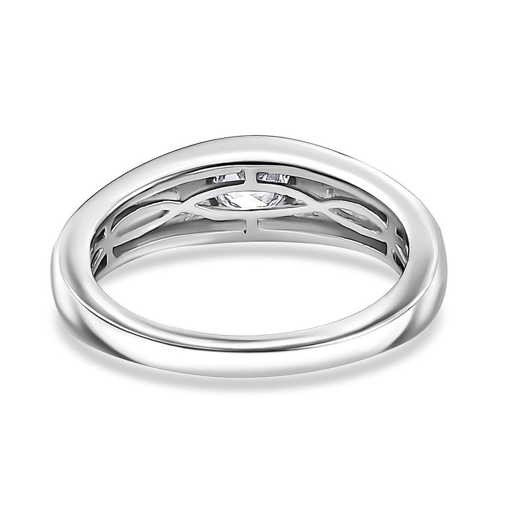 Lustro Stella Platinum Overlay Sterling Silver Band Ring Made with Finest CZ 0.50 Ct.