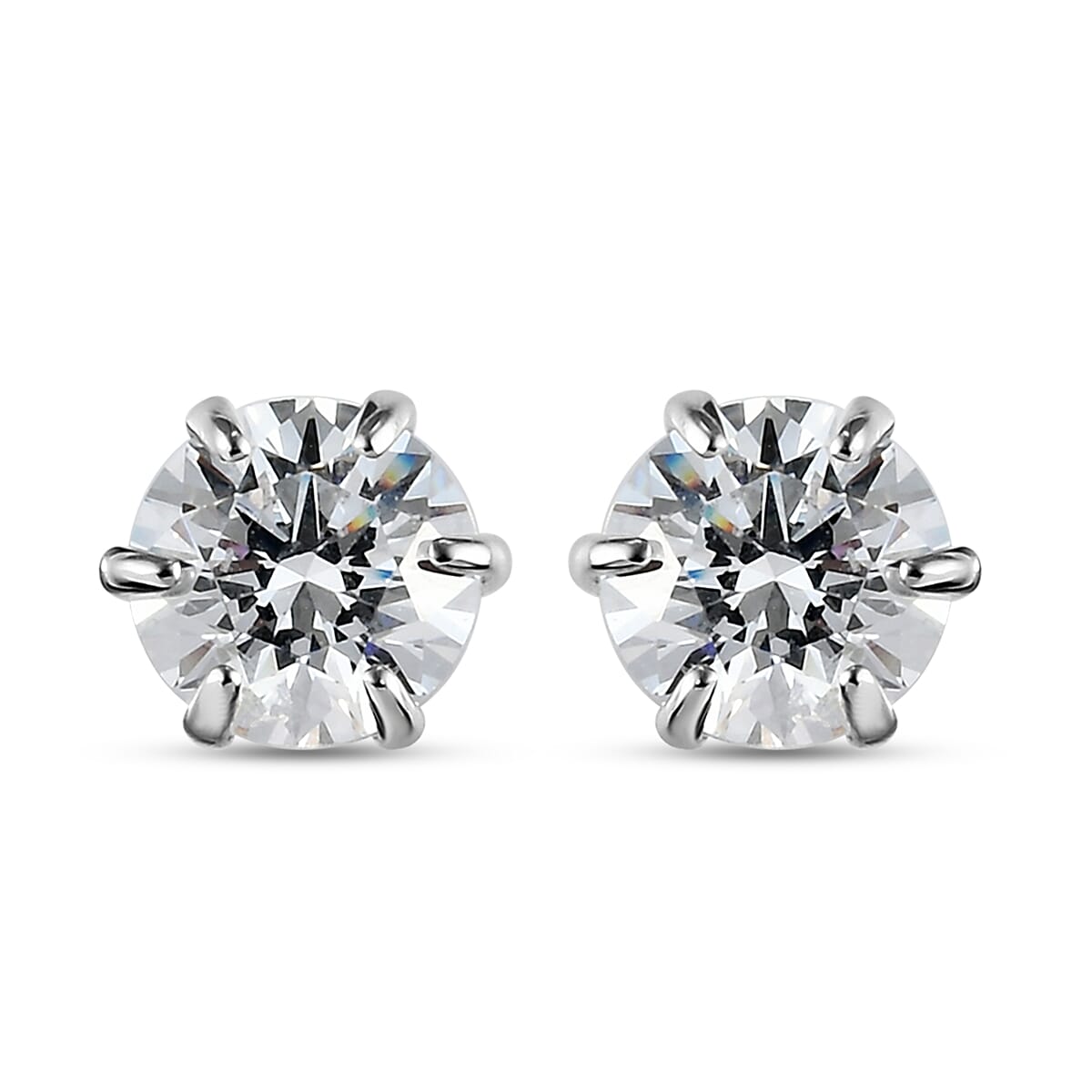 Lustro Stella Finest CZ Stud Earrings in 9K White Gold 3831232 0