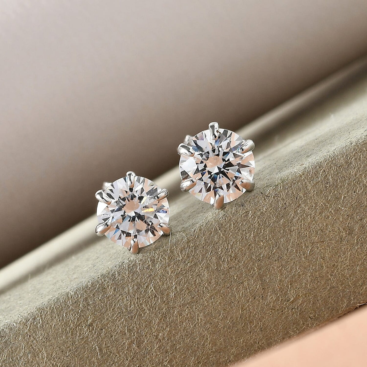Lustro Stella Finest CZ Stud Earrings in 9K White Gold 3831232 2