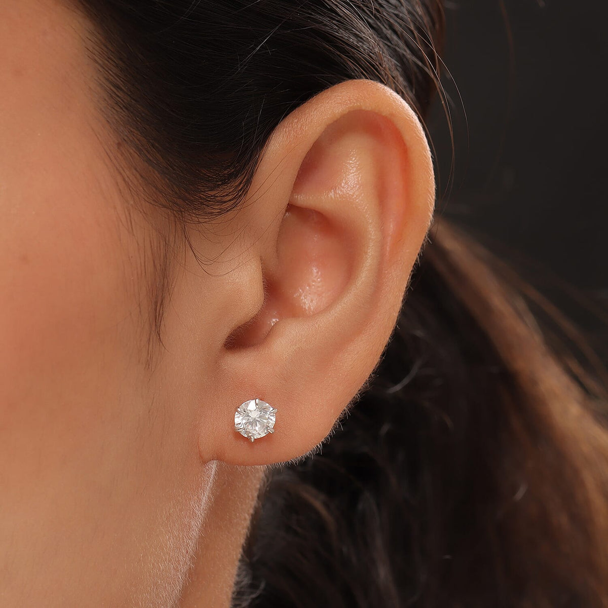 Lustro Stella Finest CZ Stud Earrings in 9K White Gold 3831232 3