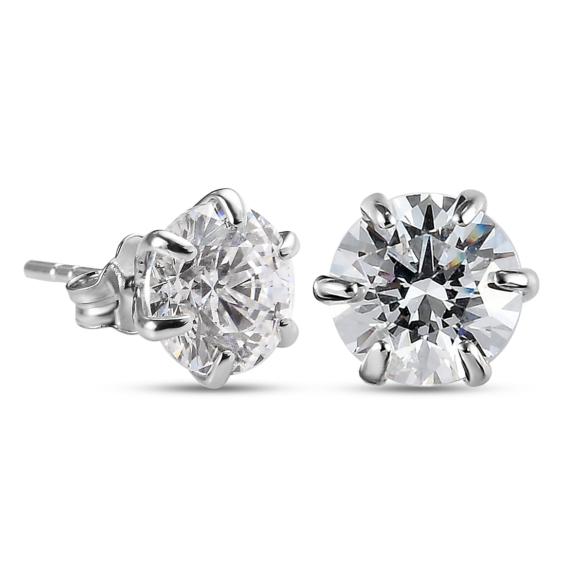 Lustro Stella Finest CZ Stud Earrings in 9K White Gold 3831232 4