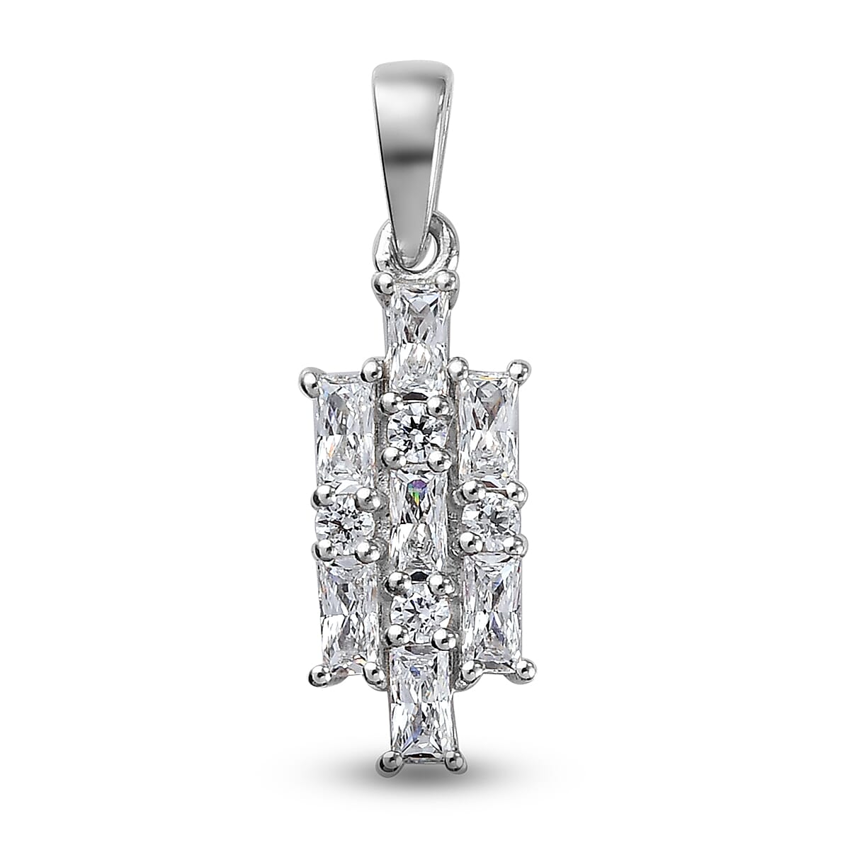 Lustro Stella Made with Finest CZ 1.39 Ct. Pendant in Platinum Plated Sterling Silver 3869587 0