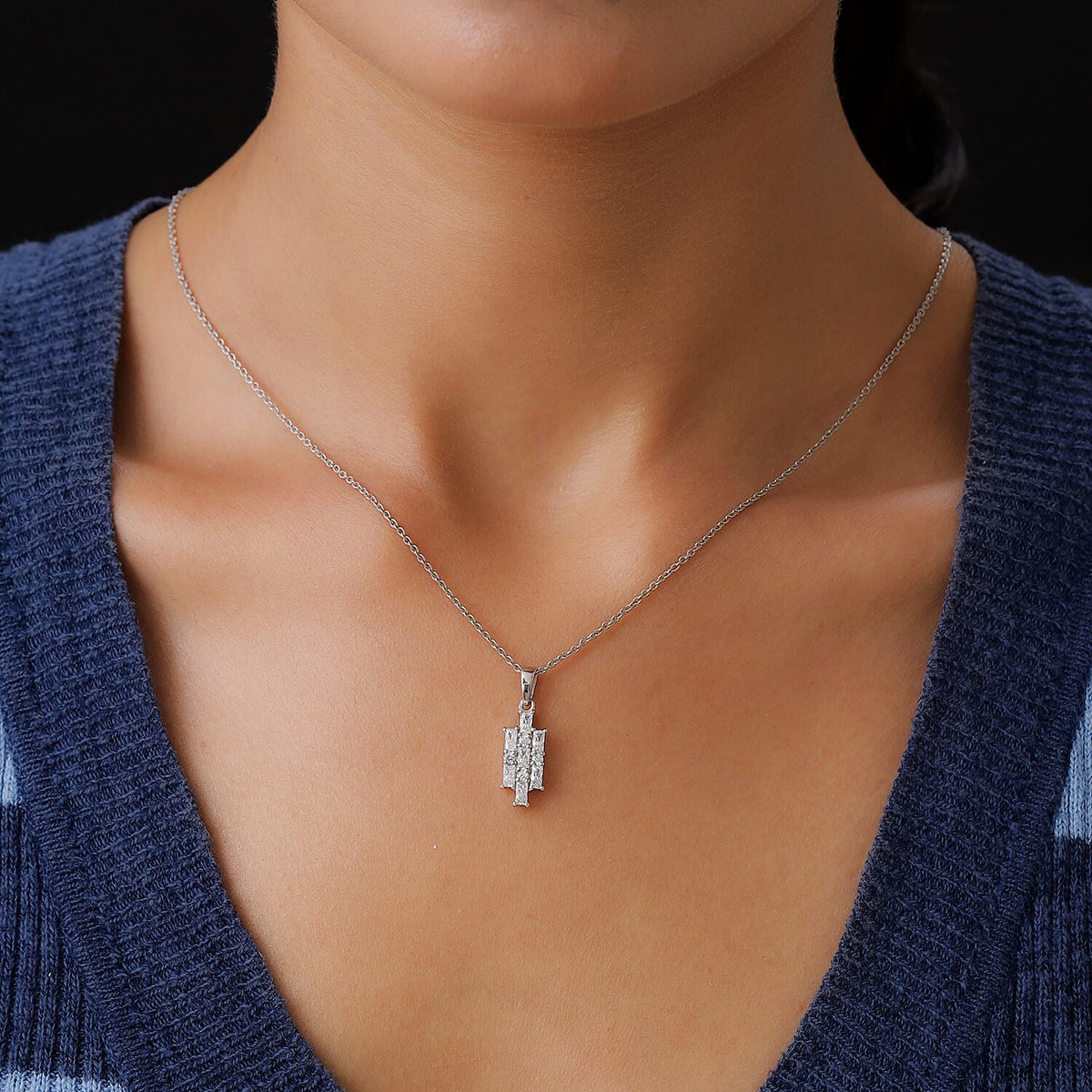 Lustro Stella Made with Finest CZ 1.39 Ct. Pendant in Platinum Plated Sterling Silver 3869587 2